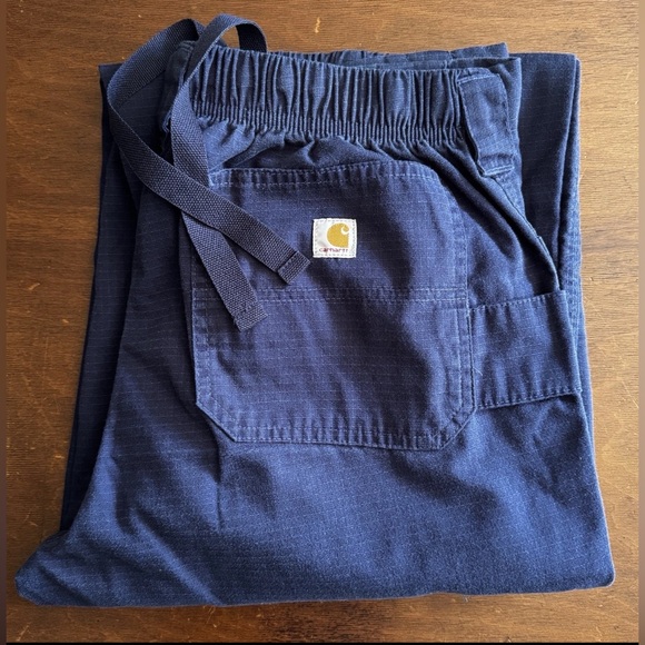 Carhartt Ripstop Cargo Scrubs Men’s Med Navy Blue Stretch Waist Medical Scrubs - Picture 1 of 9